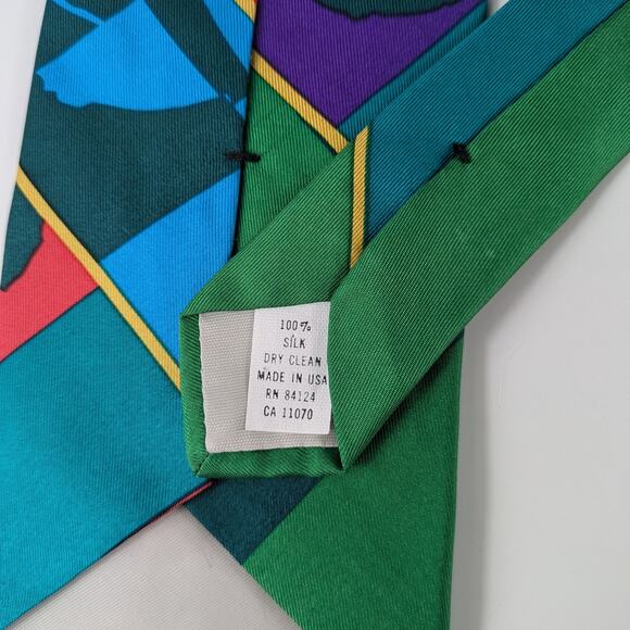 1996 Olympics Mens Necktie Silk Altanta GA Color Block Green Souvenir Official - Picture 6 of 11